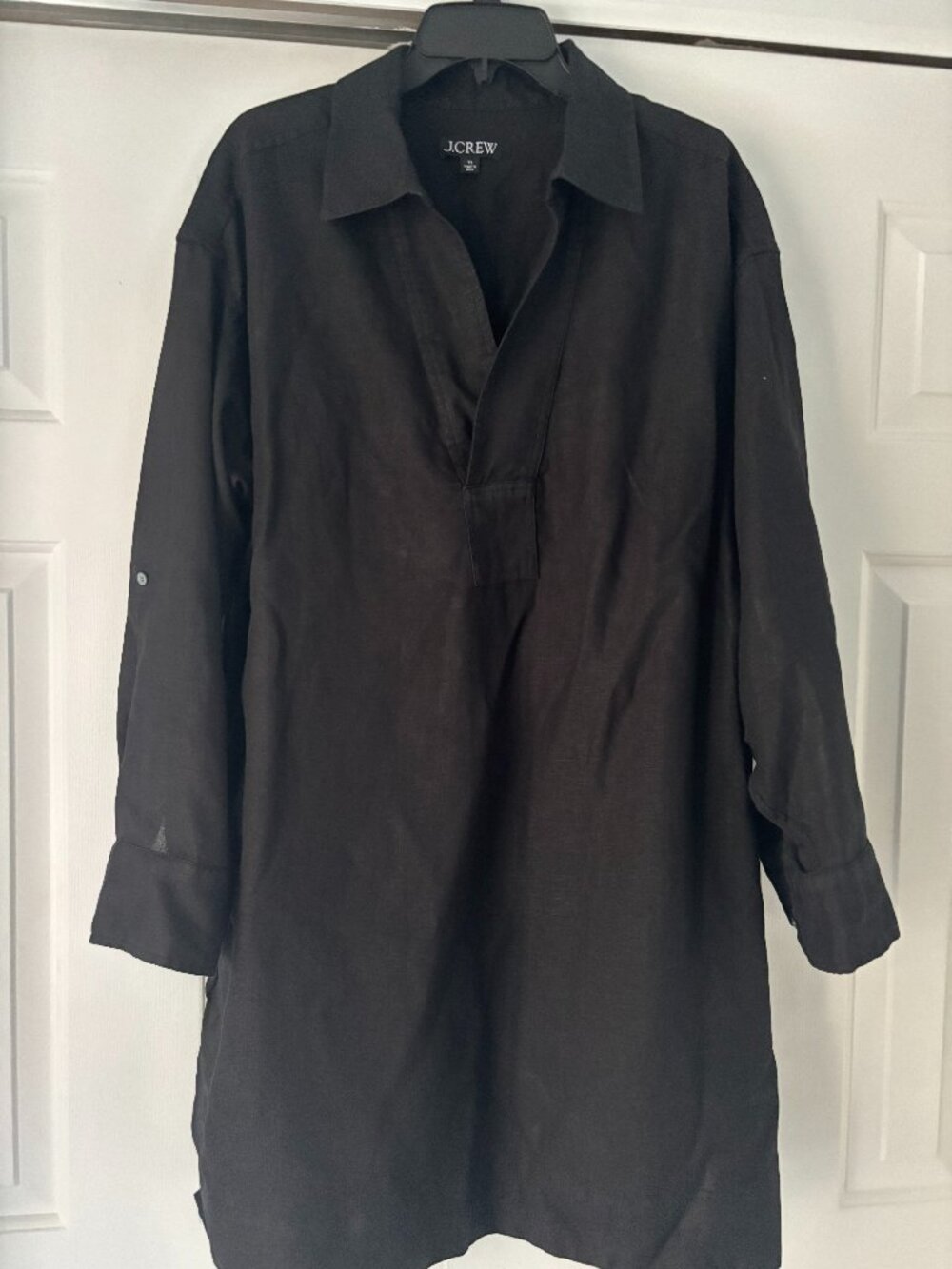 EUC J. Crew black linen shirt dress size XL